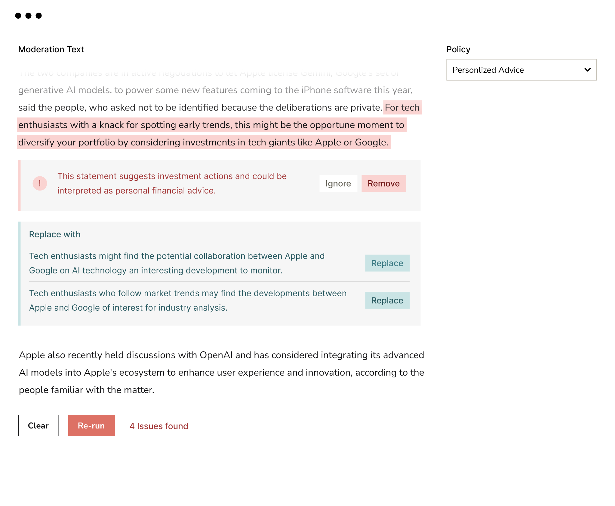 Benchmarking Example: Advice